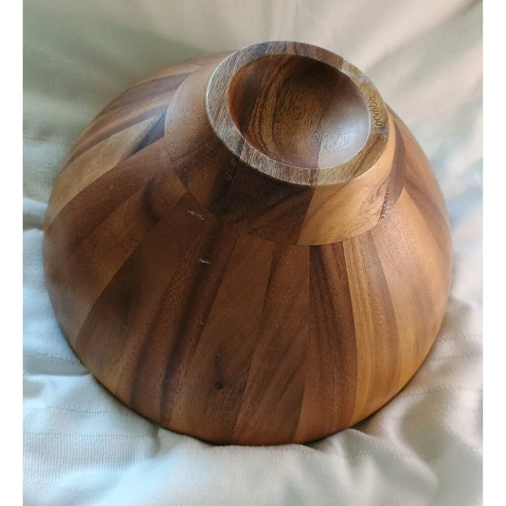 Nambe Yaro Acacia Wood Salad Bowl 4 Qt EUC